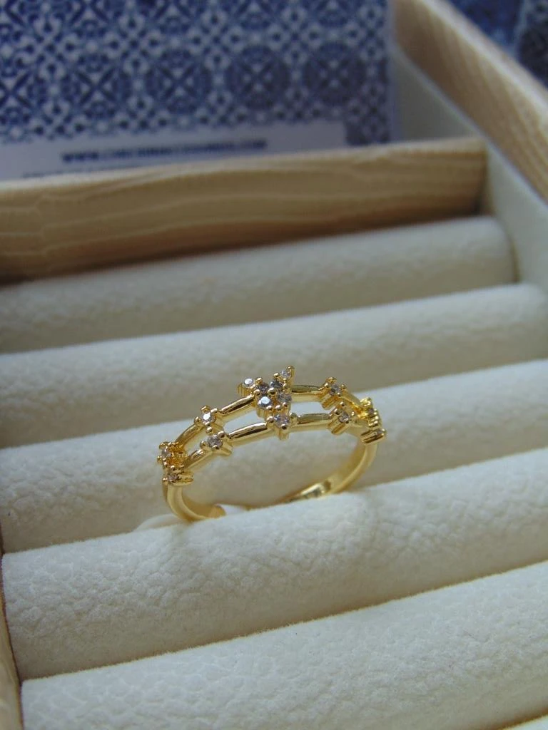 ANILLO ACERO DOR 2 LINEAS  MINI MARIPOSA 2