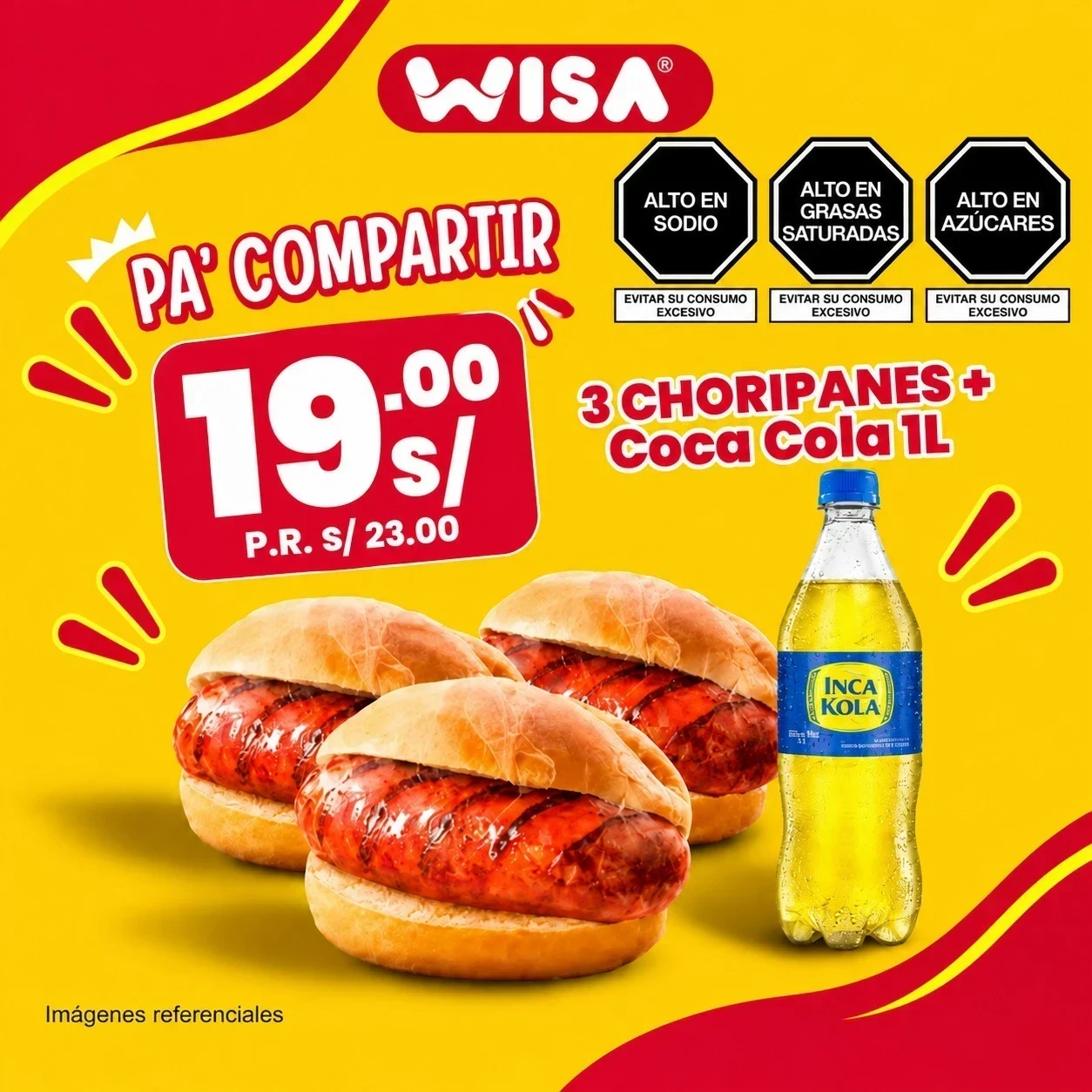 (03) Choripanes + Inca Kola 1 L