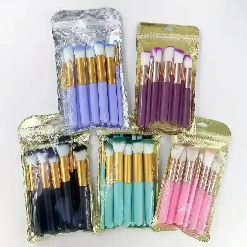 Brochas 10 Piezas Kabuki para Maquillaje