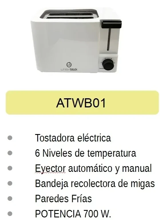 TOSTADORA WHITENBLACK BLANCA ATWB01 2