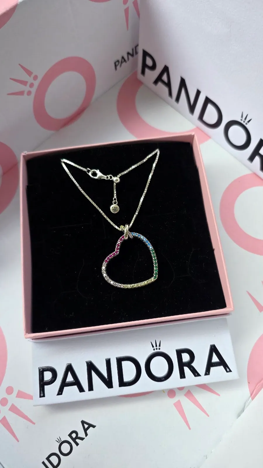 Pandora Real Heart Multicolor necklace 