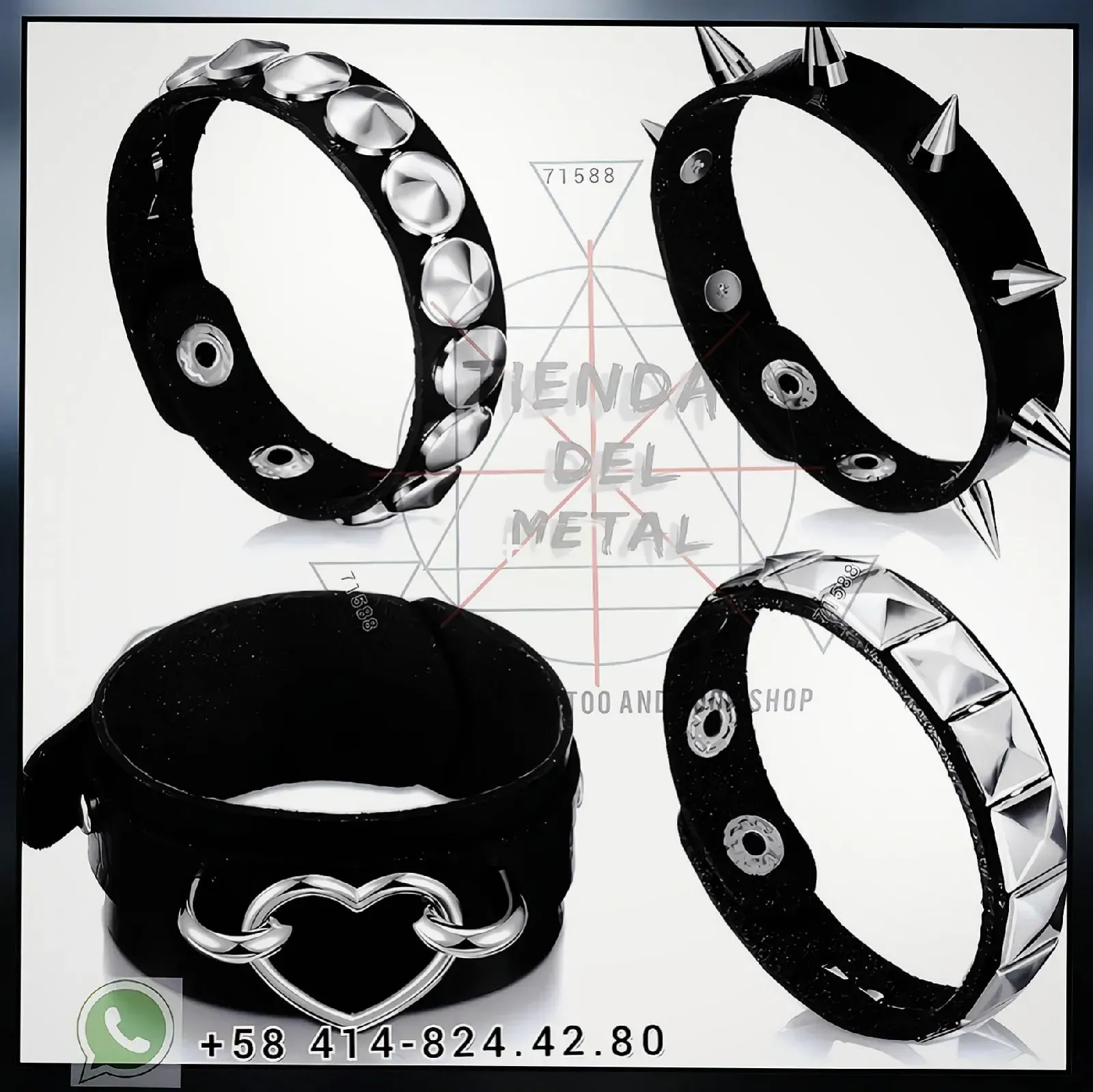 Muñequeras Black Gothic - 100% Cuero Alta Resistencia - Tienda Del Metal