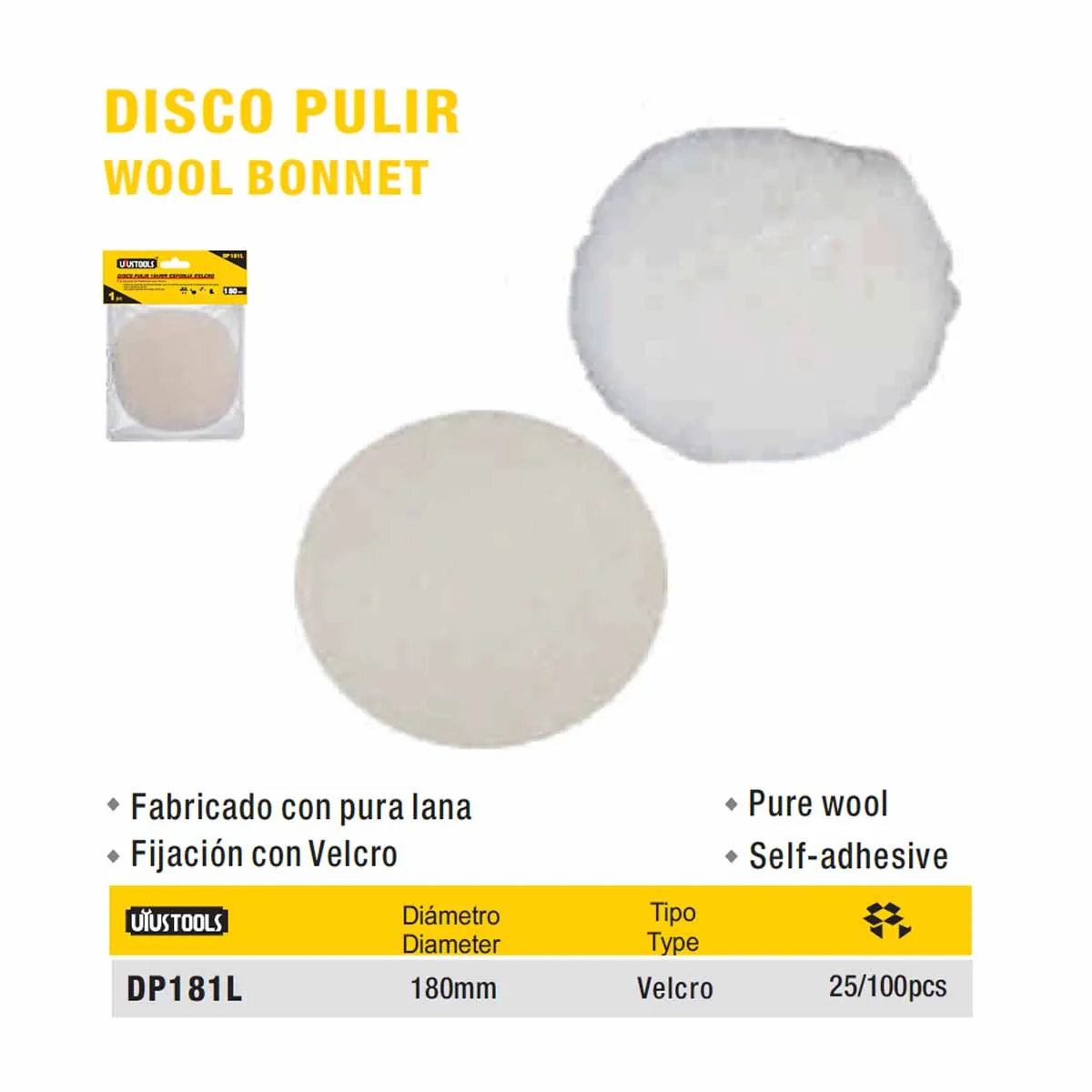 DISCO PULIR LANA C/ BELCRO UYUST 7"-180 mm