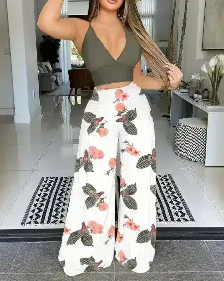 Pantalon ancho y croctop 