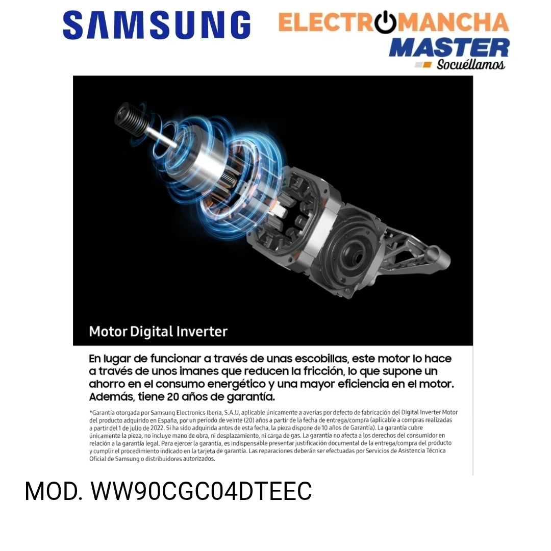 LAVADORA SAMSUNG WW90CGC04DTEEC 9 KG. 1400 RPM. A-10% 8