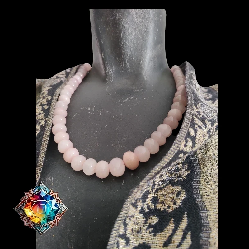 Exclusivo collar de cuarzo rosa genuino 5