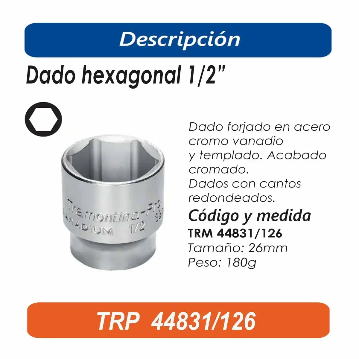 DADO HEX TRM PRO 1/2 26MM
