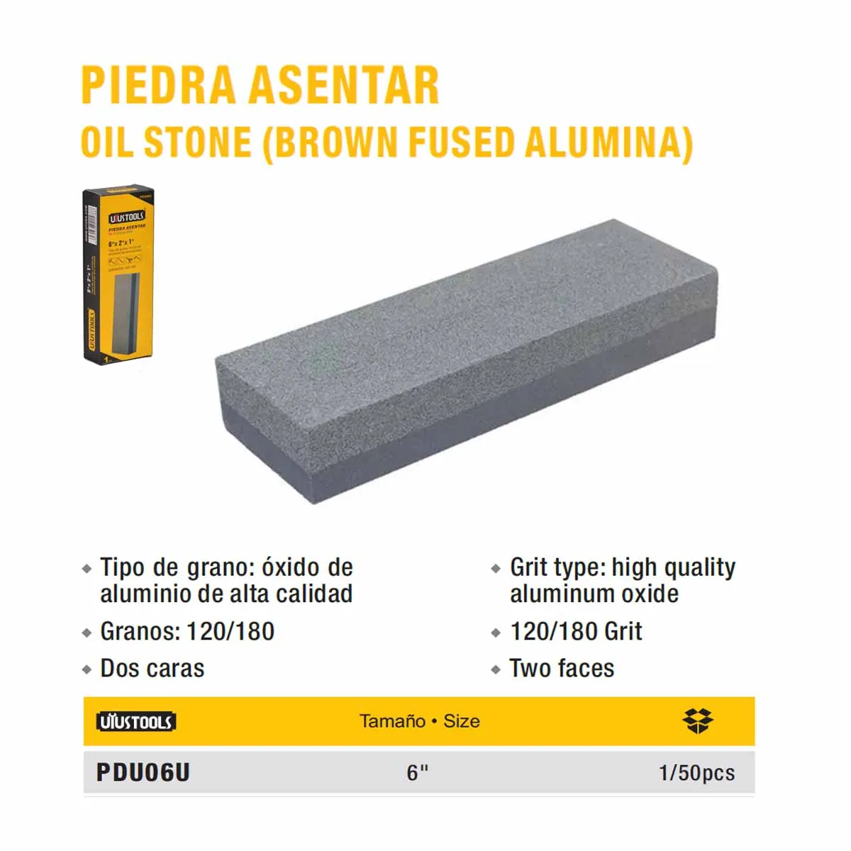 PIEDRA PARA AFILAR UYUST 6"X2"X1"