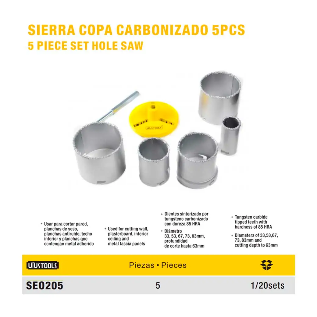 SIERRA COPA CARBONIZADO UYUST P/Concreto SET 5PZS