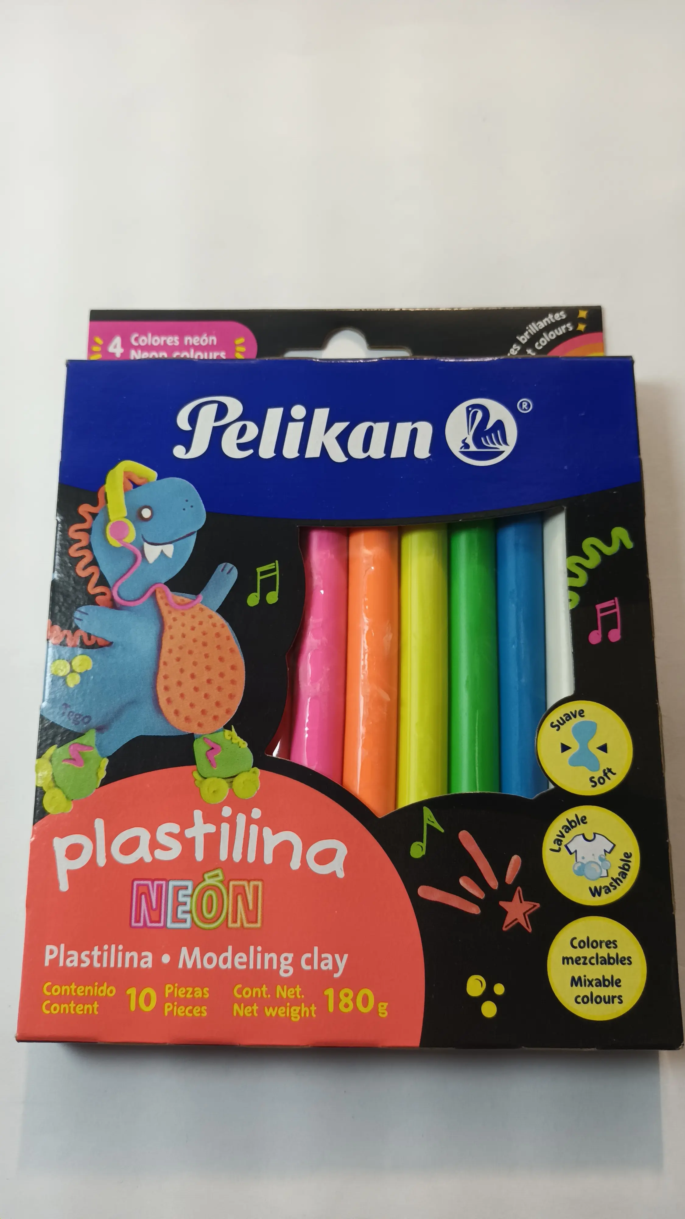 PLASTILINA PELIKAN NEON CAJA 10 BARRAS