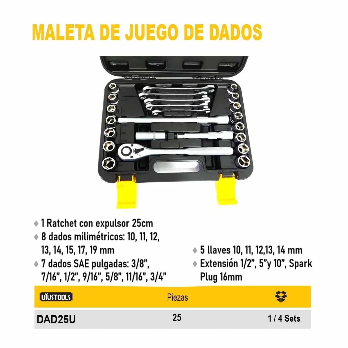 MALETA Juego de DADOS UYUST 1/2 de 25 PZ