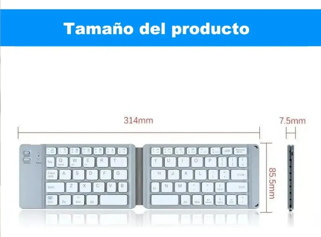 Mini Teclado Inalambricc Plegable Portatil, Bluetooth 3