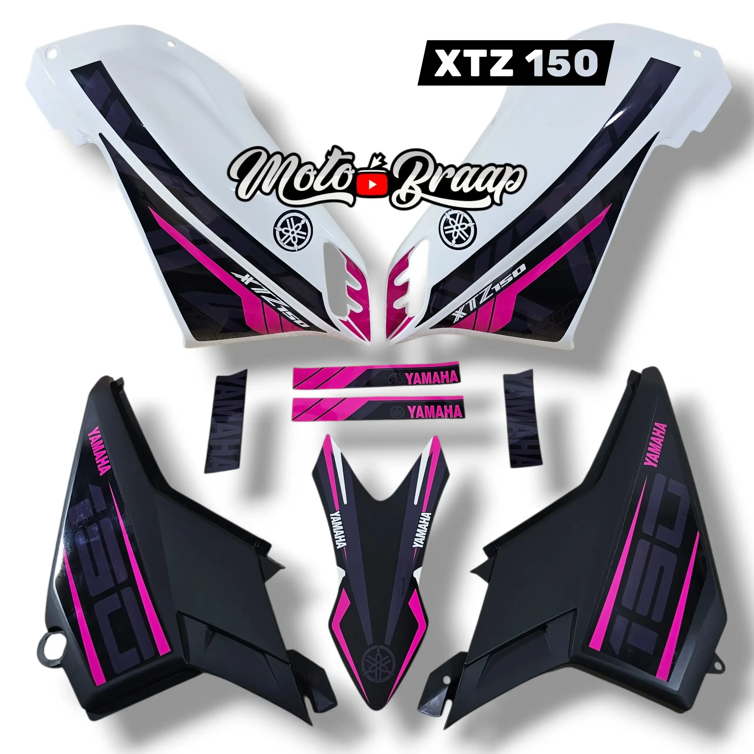 XTZ 150 Calcomanias 2025 gris con fucsia