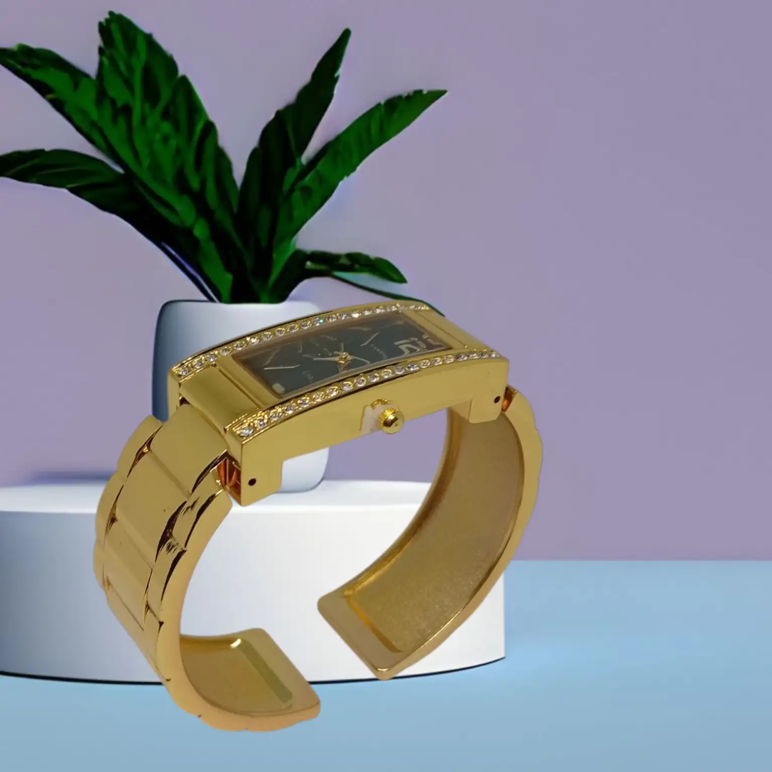 Reloj brazalete rectangular negro