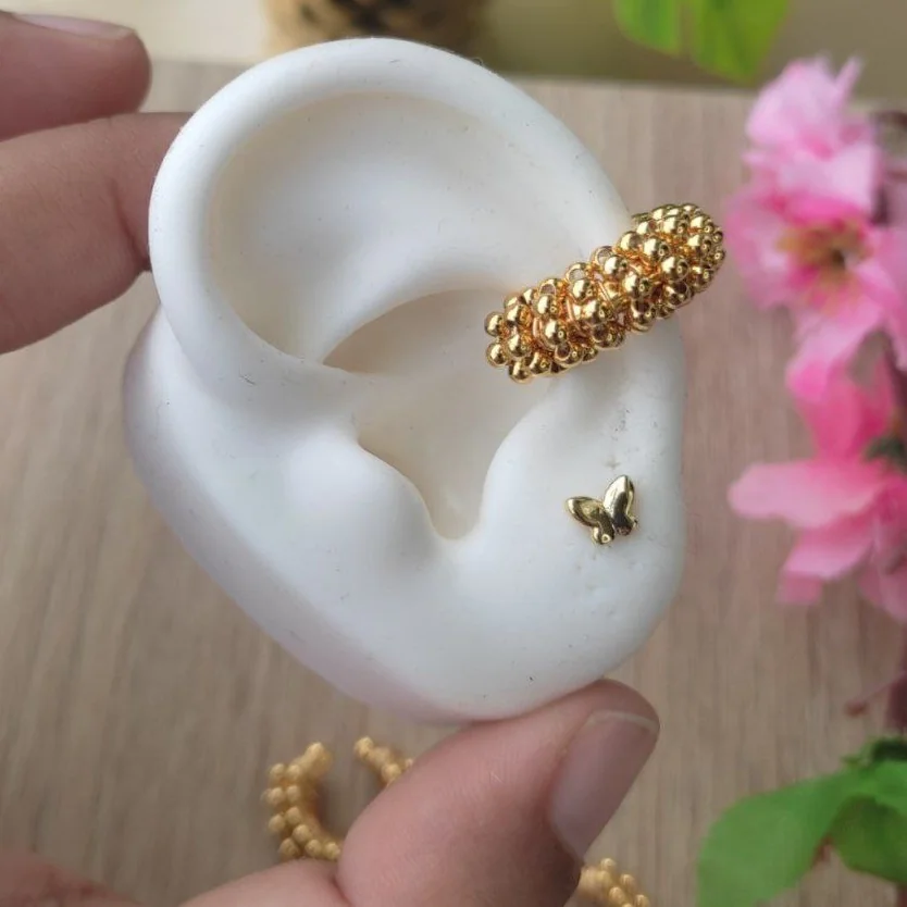 EARCUFF PIEDRAS DORADAS