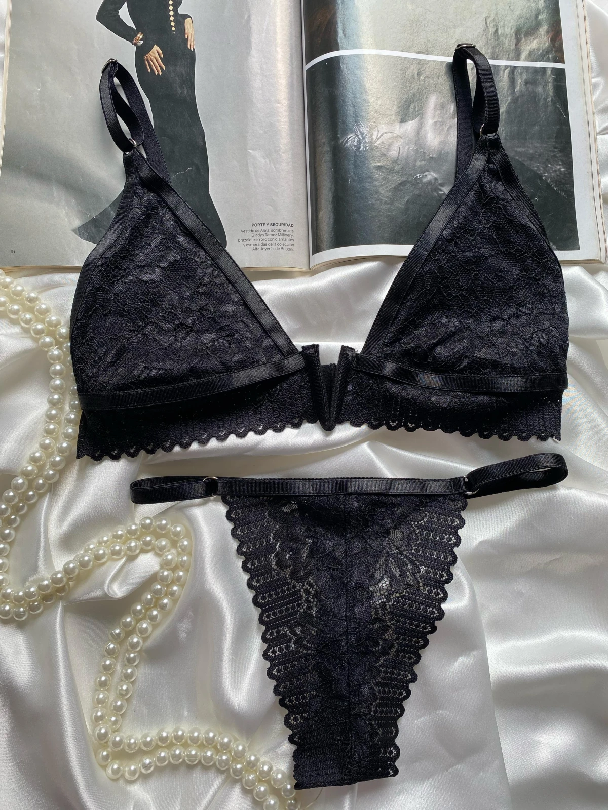 Set Venus negro, talla S