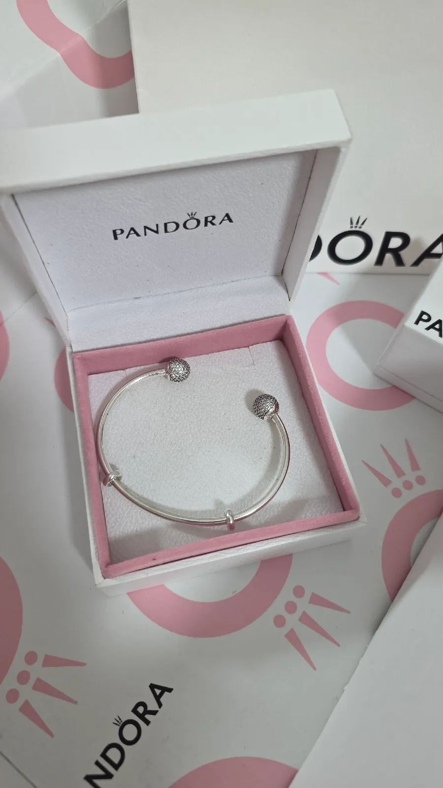 Pandora pave sparkling open bangle bracelet 