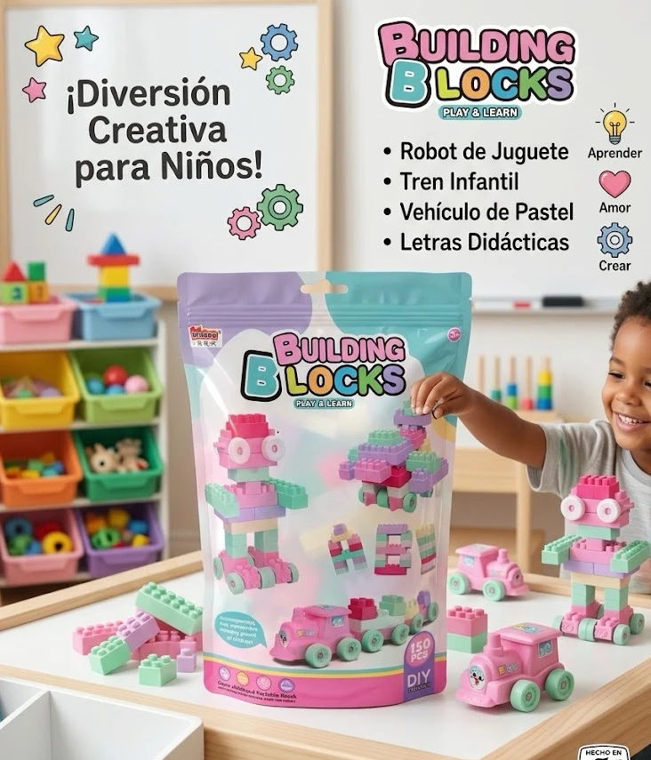 Set de Bloques de Construcción "Building Blocks": 150 Piezas para Crear y Aprender