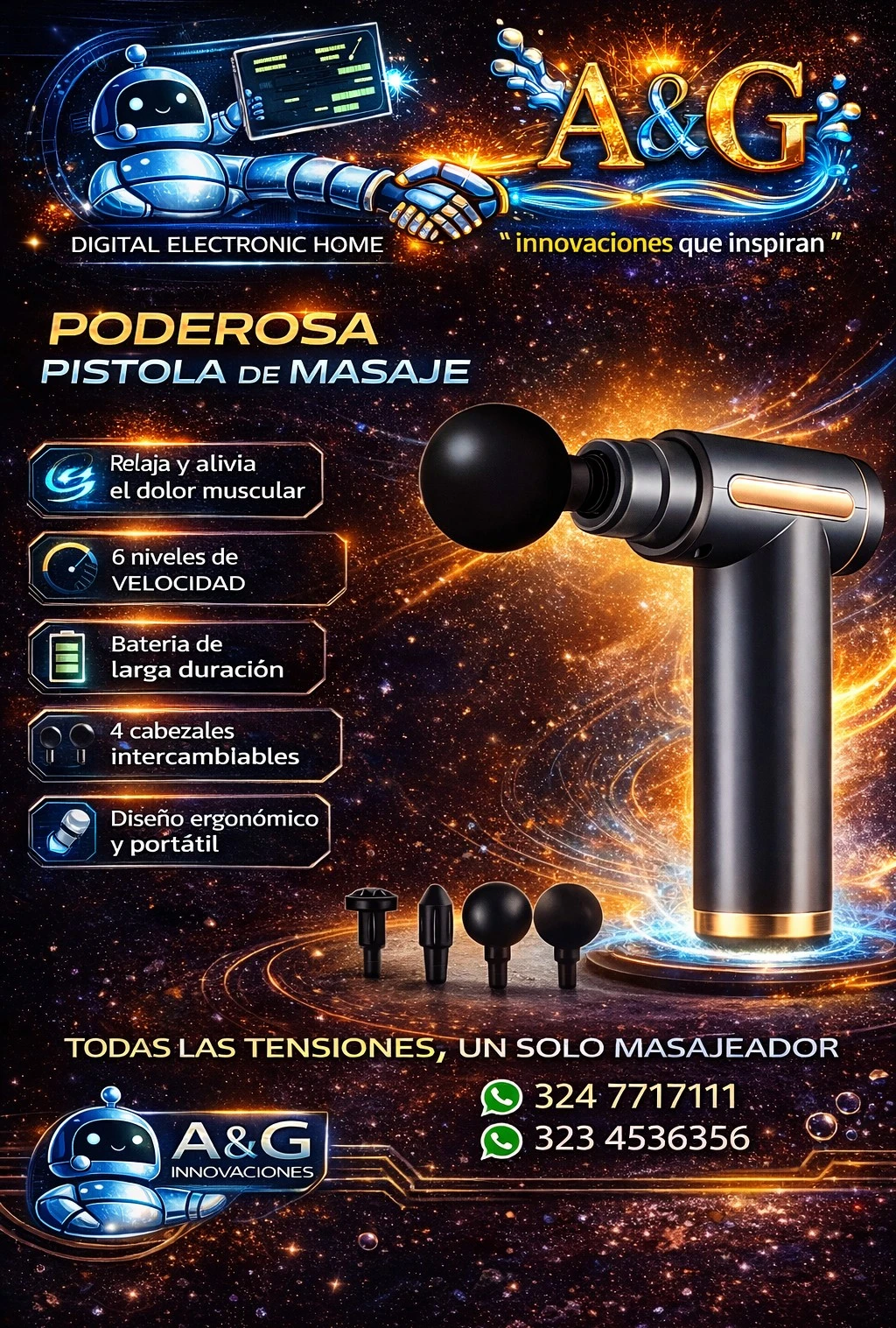Pistola de masajes portátil 