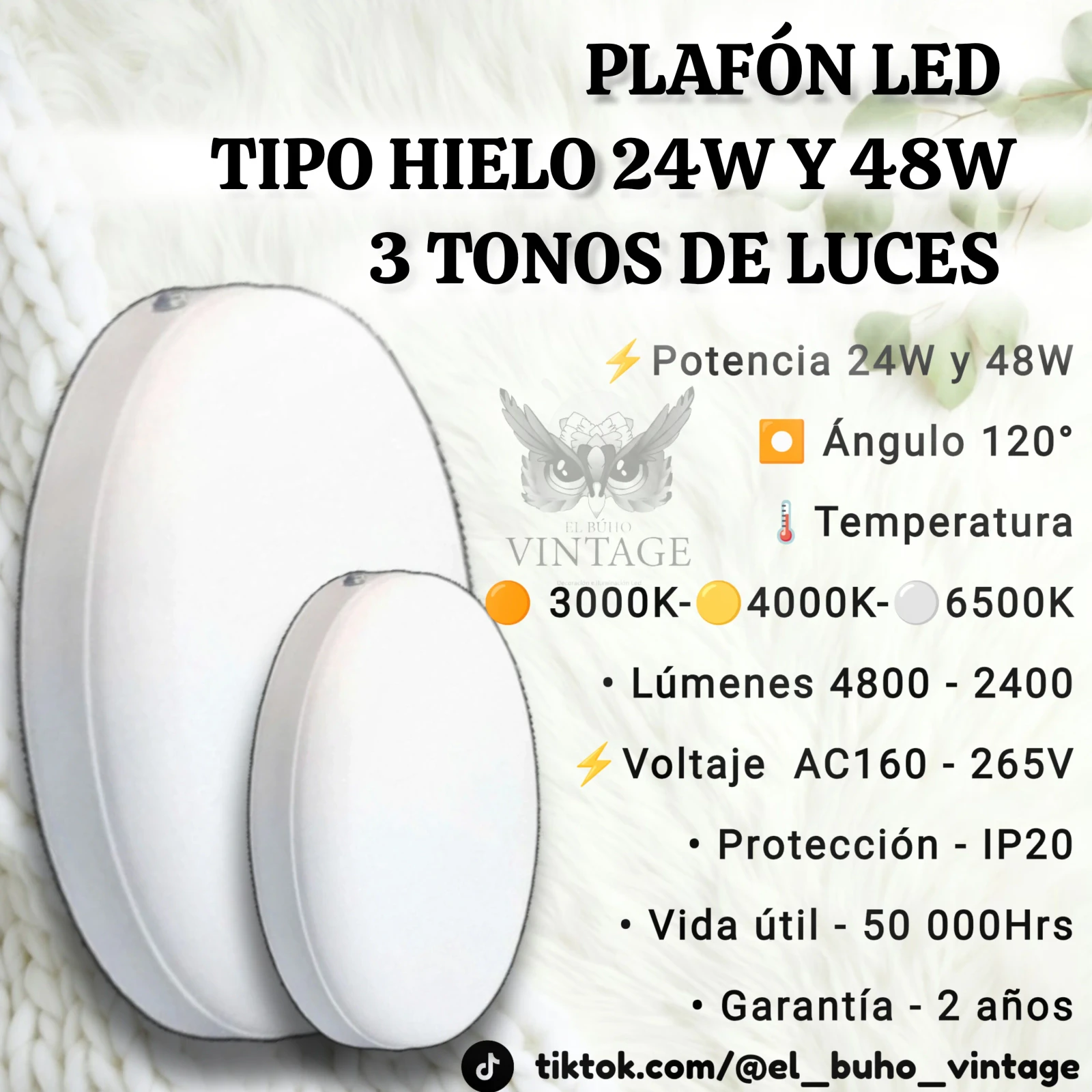 Plafón LED TIPO HIELO 24w y 48w  3