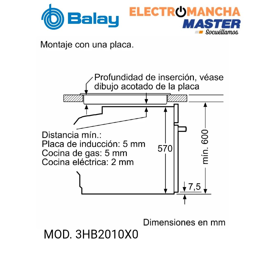 HORNO BALAY 3HB2010X0 MULTIFUNCION INOX. CLASE A 6