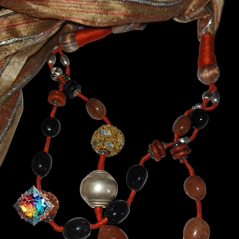 Extraordinario collar bufanda de onix y agatas 3