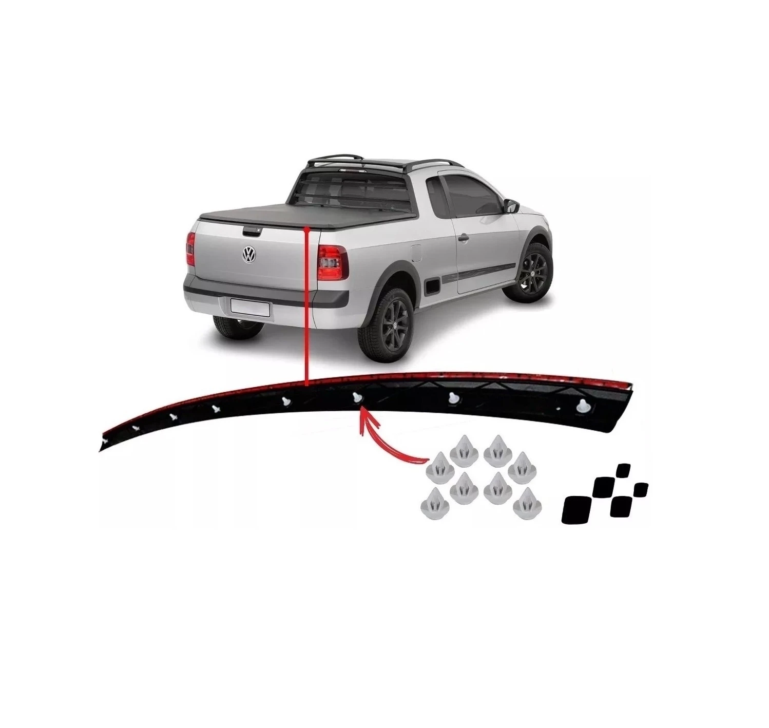 Plastico Moldura Sup. de la tapa tras. Vw Saveiro / J10501