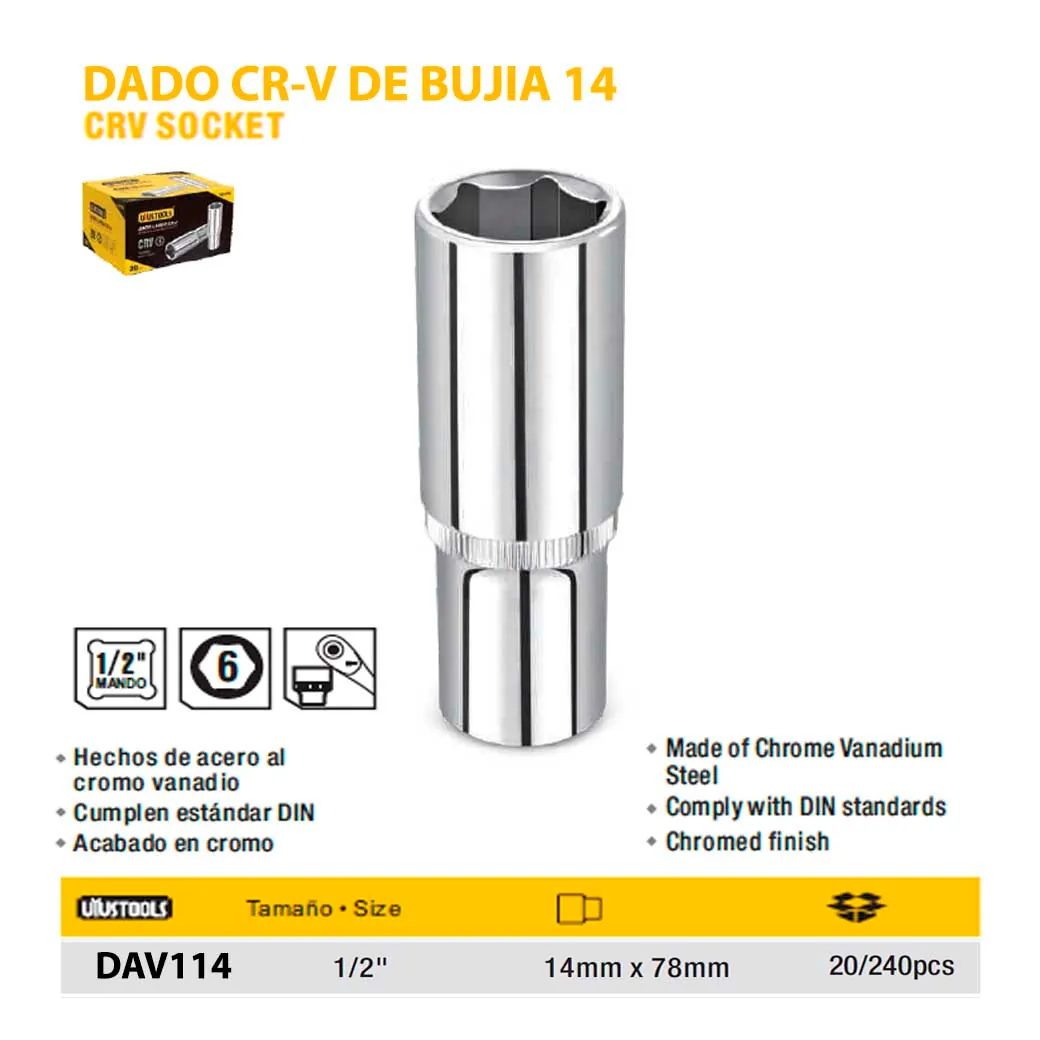 DADO HEX PARA BUJIA UYUST 1/2 14mm