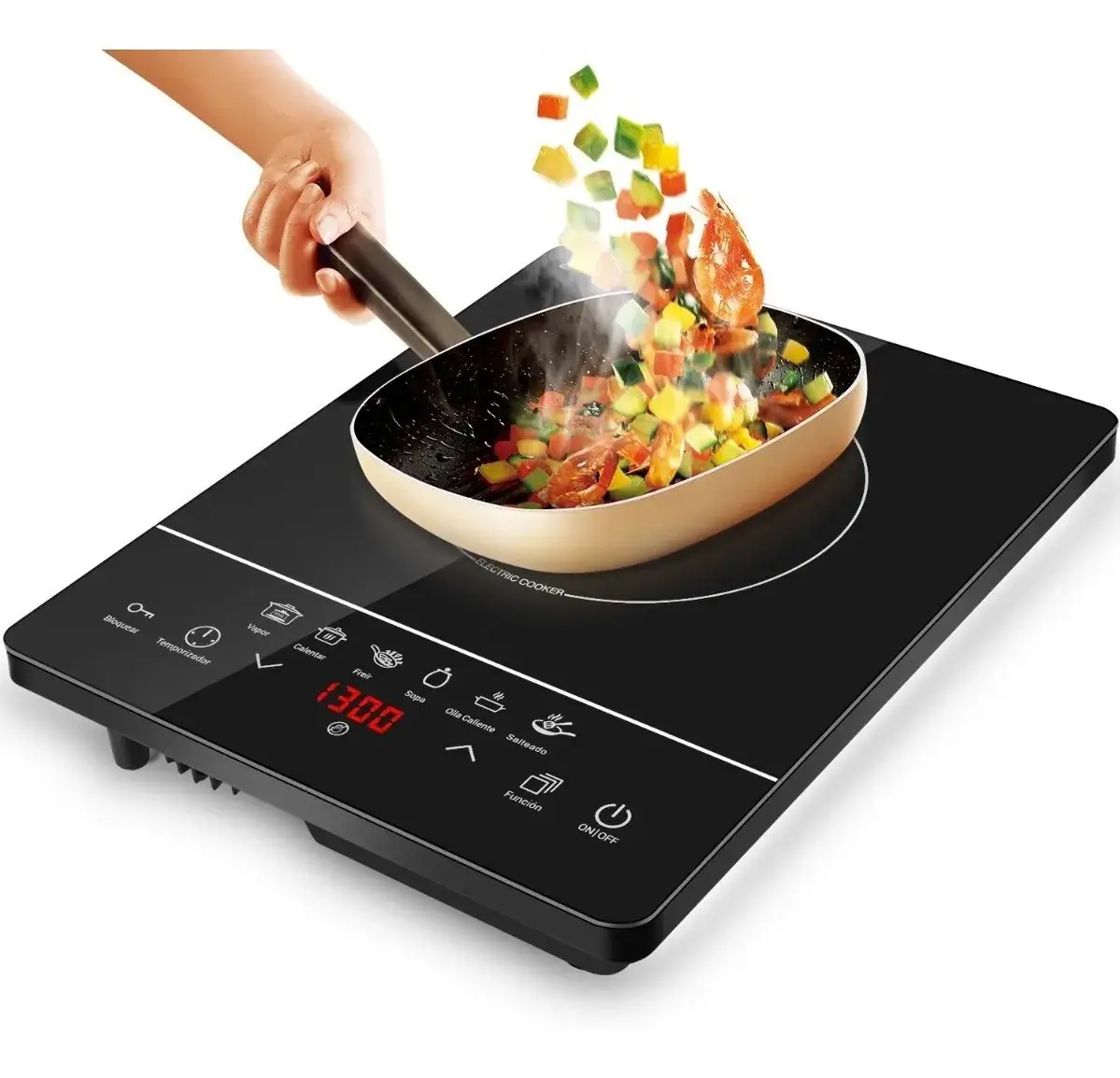 Parrilla de inducción estufa cerámica eléctrica 120v negra 