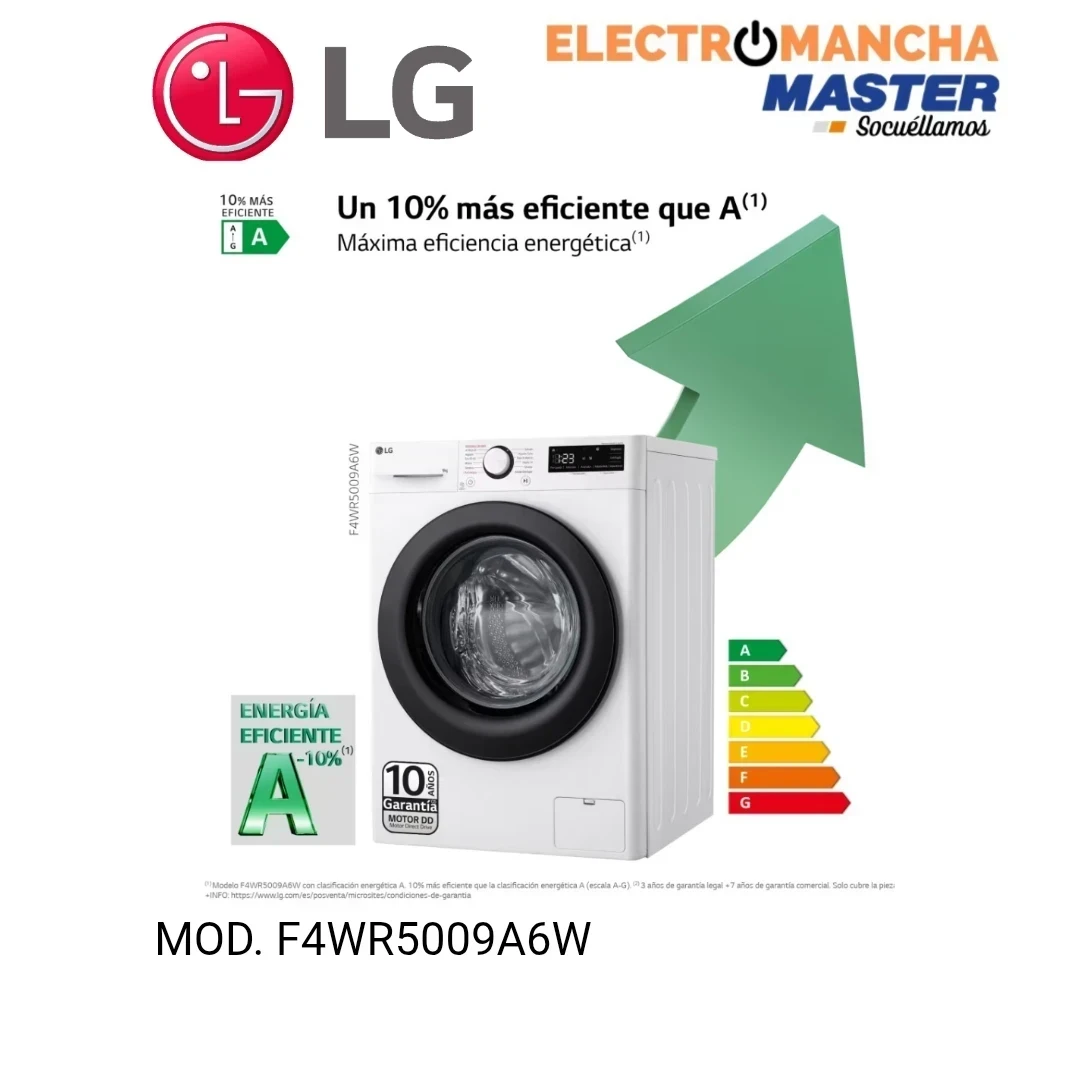 LAVADORA LG F4WR5009A6W 9 KILOS 1400 RPM A 2