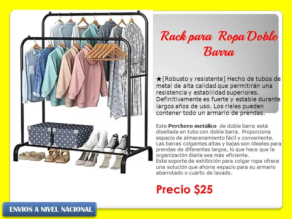 Rack organizador de ropa de dos barras 2