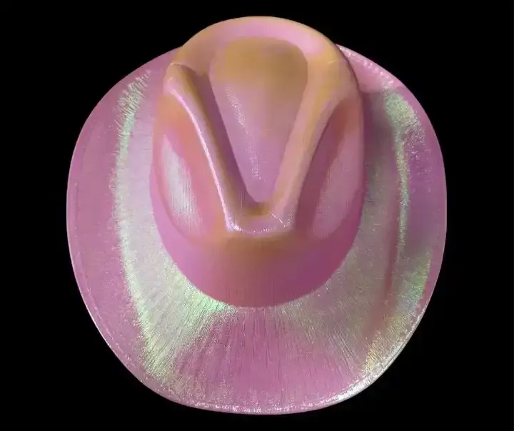 Sombrero cowboy de tela con brillo rosa