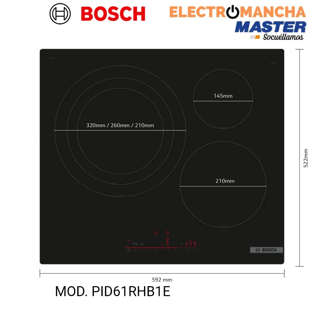 ENCIMERA INDUCCION BOSCH PID61RHB1E 3 FUEGOS 32 CM.  2