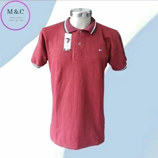 Playera Polo Talla G diseño en cuello y mangas 9