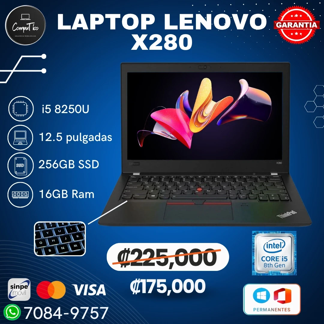 LENOVO X280 i5 8250U 256/16GB 12.5"