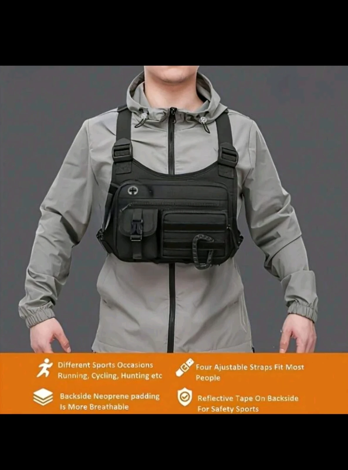 Bolso Táctico de Pecho Premium – Nailon Cordura de Alta Resistencia, Hebillas de Liberación Rápida y Costuras Reforzadas. 6