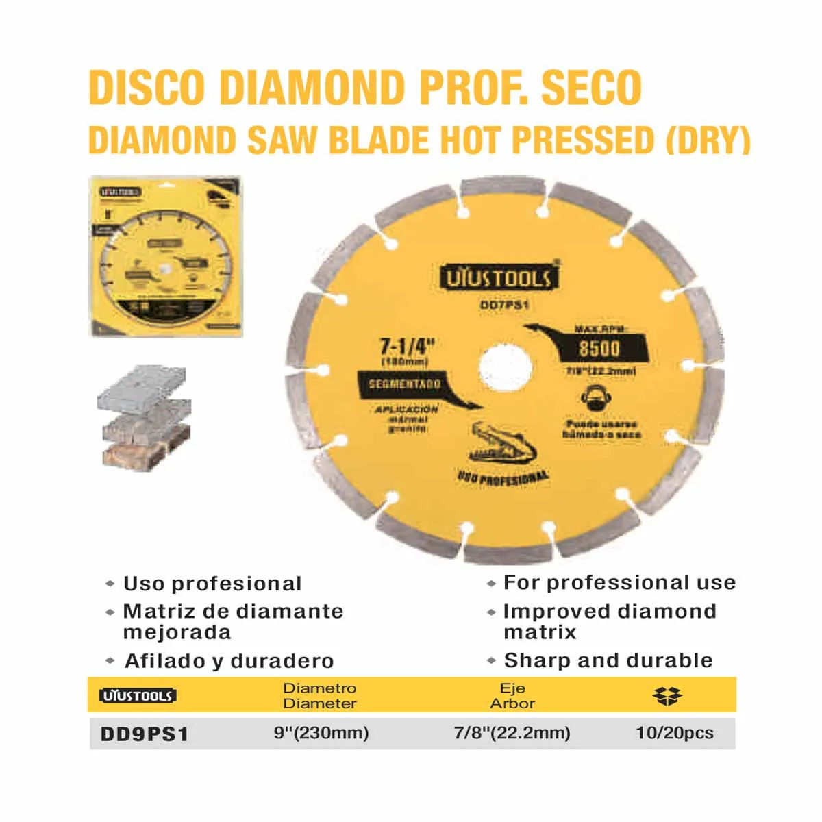 DISCO DIAMANTADO SEGMENT Concreto PRO UYUST 9 "