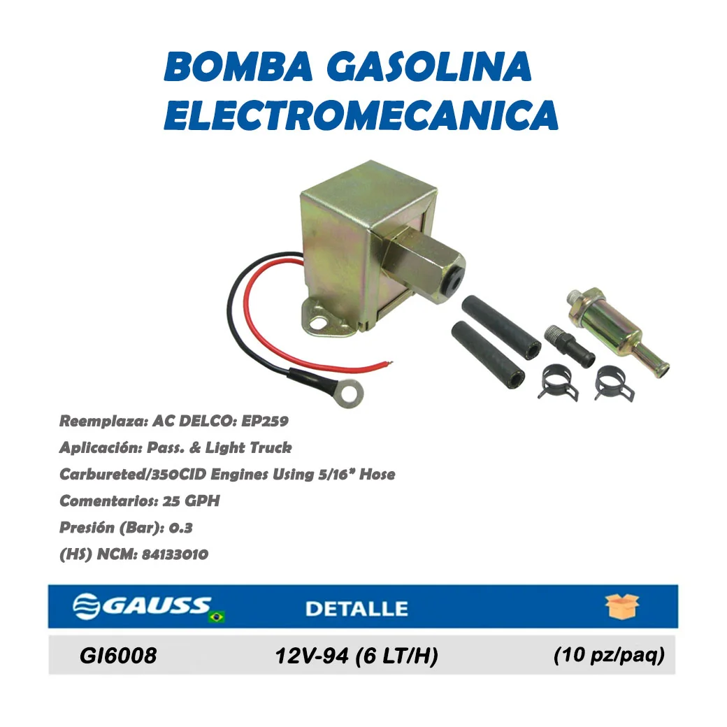 BOMBA GASOLINA ELECTROMECANICA 12V-94 (6 LT/H)