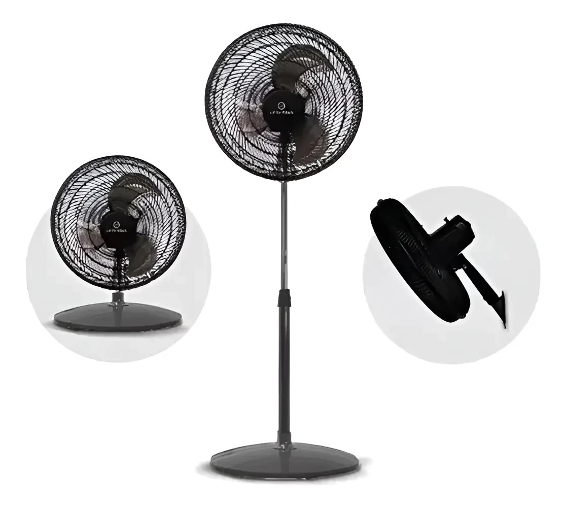 Ventilador 3 En 1 WHITENBLACK Wbvp18m Negro 18 75w 3 Vel 3 Aspas Diámetro 18