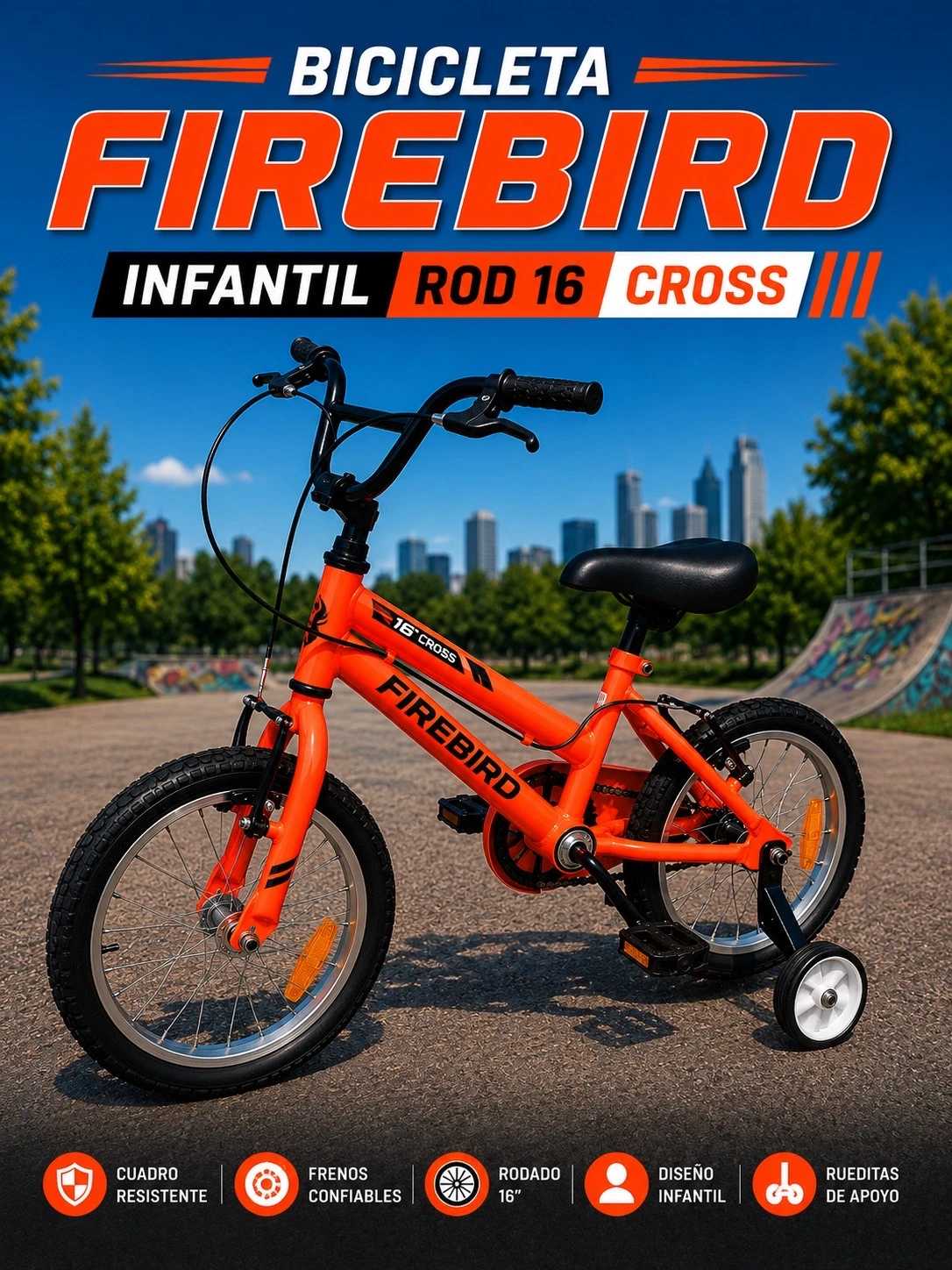 BICICLETA FIREBIRD CROSS ROD 16 INFANTIL NARANJA