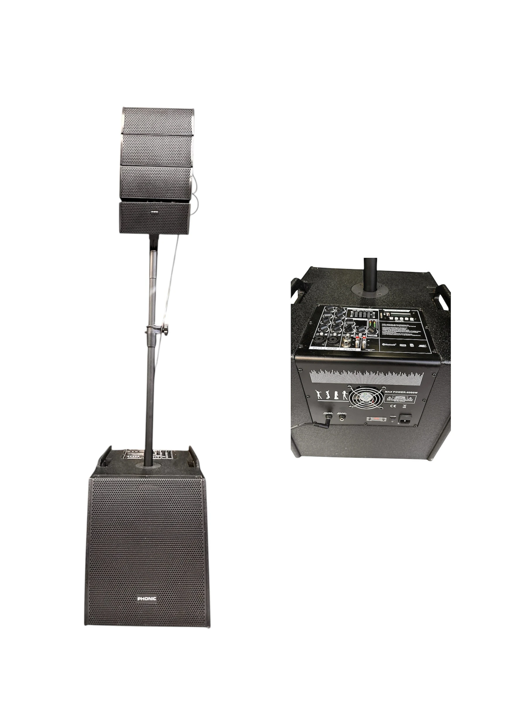 SISTEMA ARRAY PHONIC 15" ACTIVOS  PRECIO: 4700Bs EQUIPO PROFESIONAL PHONIC  💥BLUETOOTH 3.0. 💥USB 2.0 💥ECUALIZADOR DE 5 BANDAS EN CADA BAJO ACTIVO 💥BAJO ACTIVO 15" 💥4 SALETITES DE 5" 💥POTENCIA DE 6000W 💥ENTRADAS DE MICROFONOS CON ECUALIZADOR INDEPEDIENTE ENTRADA Y SALIDA DE AUDIO EN RCA  NOS ENCONTRAMOS EN CBBA  ENVIOS A TODA BOLIVIA✈️ PRECIOS ESPECIALES POR MAYOR