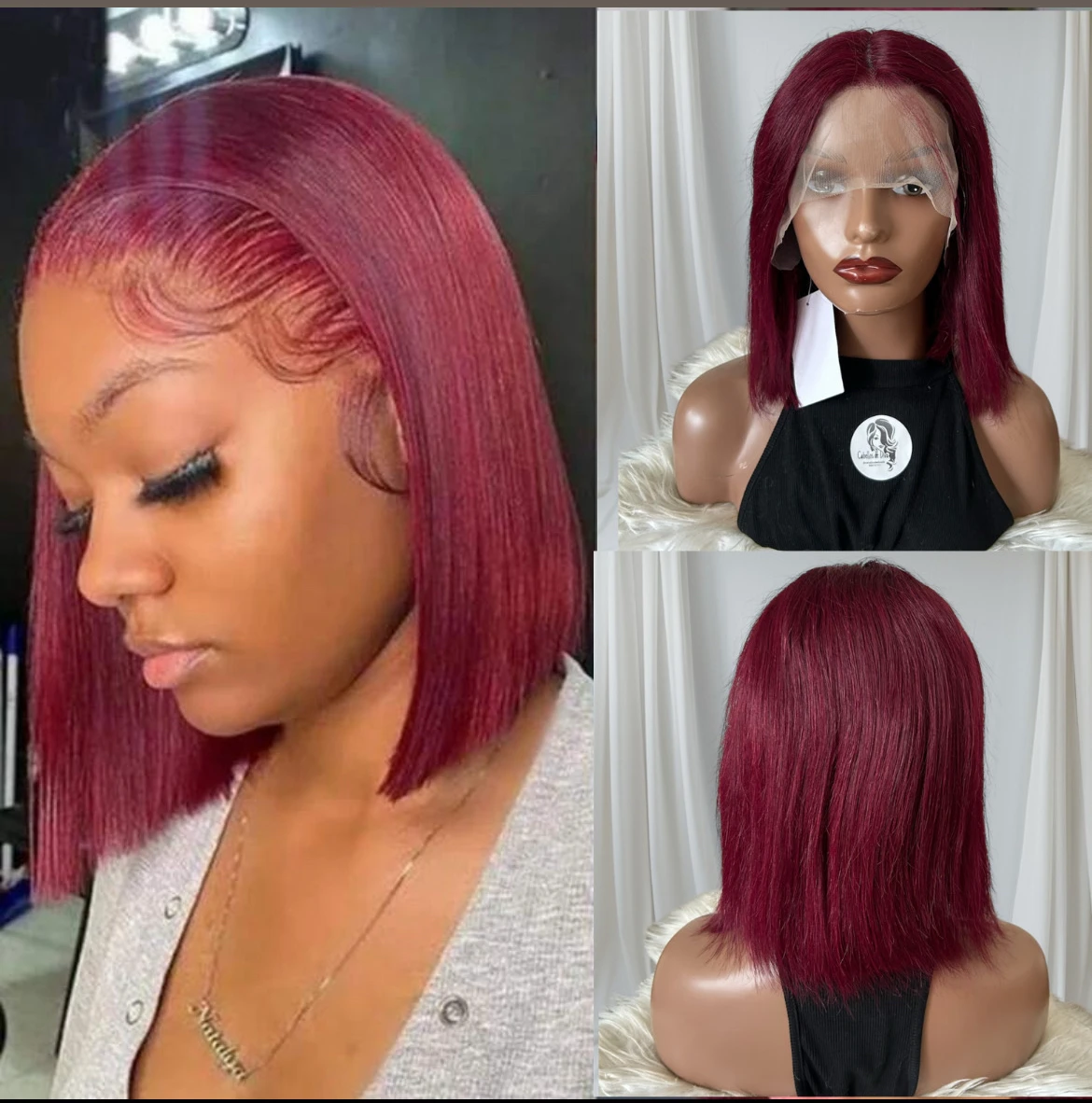 Peluca Bob cabello humano, 12 pulgada, frontal lace 13x1