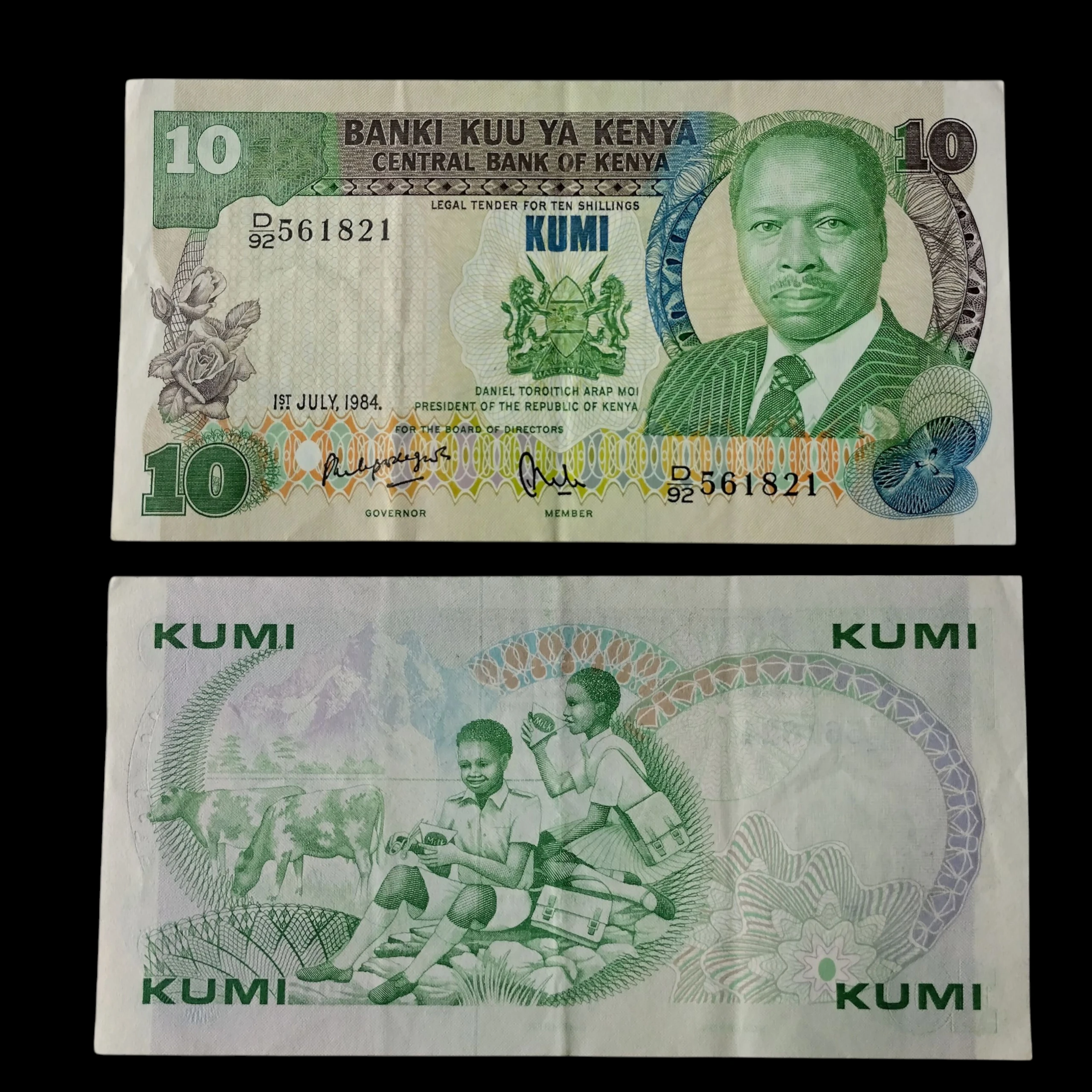 • Kenia 10 shillings circulado 