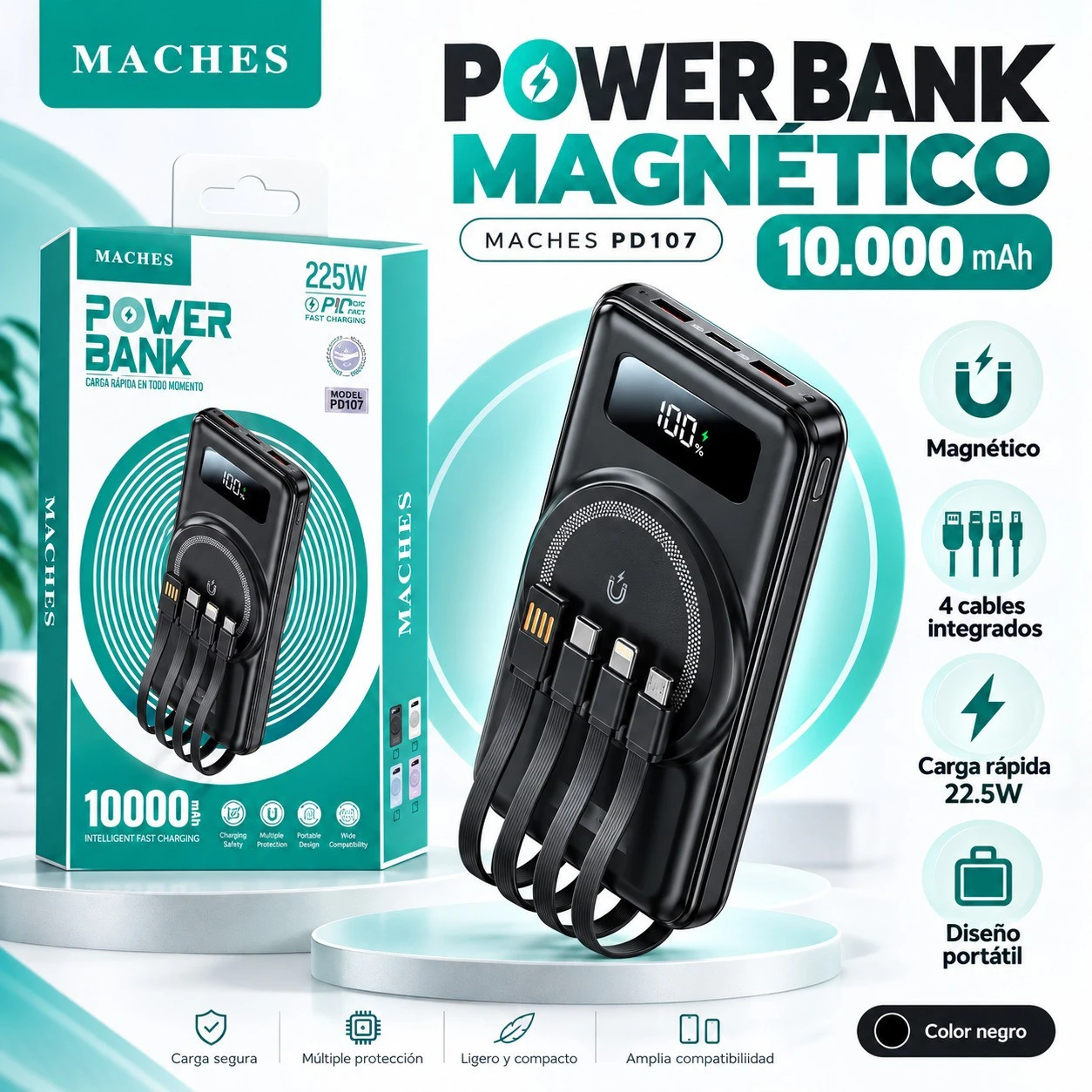 POWER BANK CARGA RÁPIDA MAGNÉTICO DE 10.000 mAh** ✨🔋