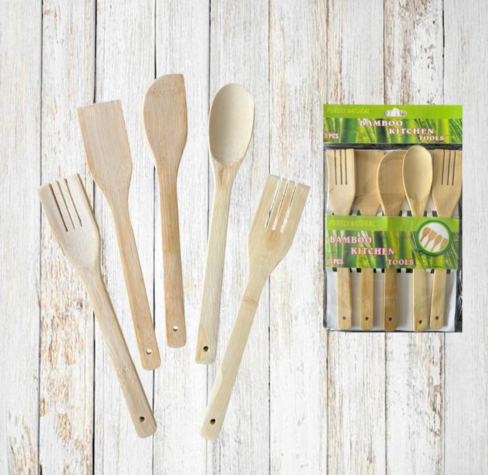 SET UTENSILIOS MADERA X5