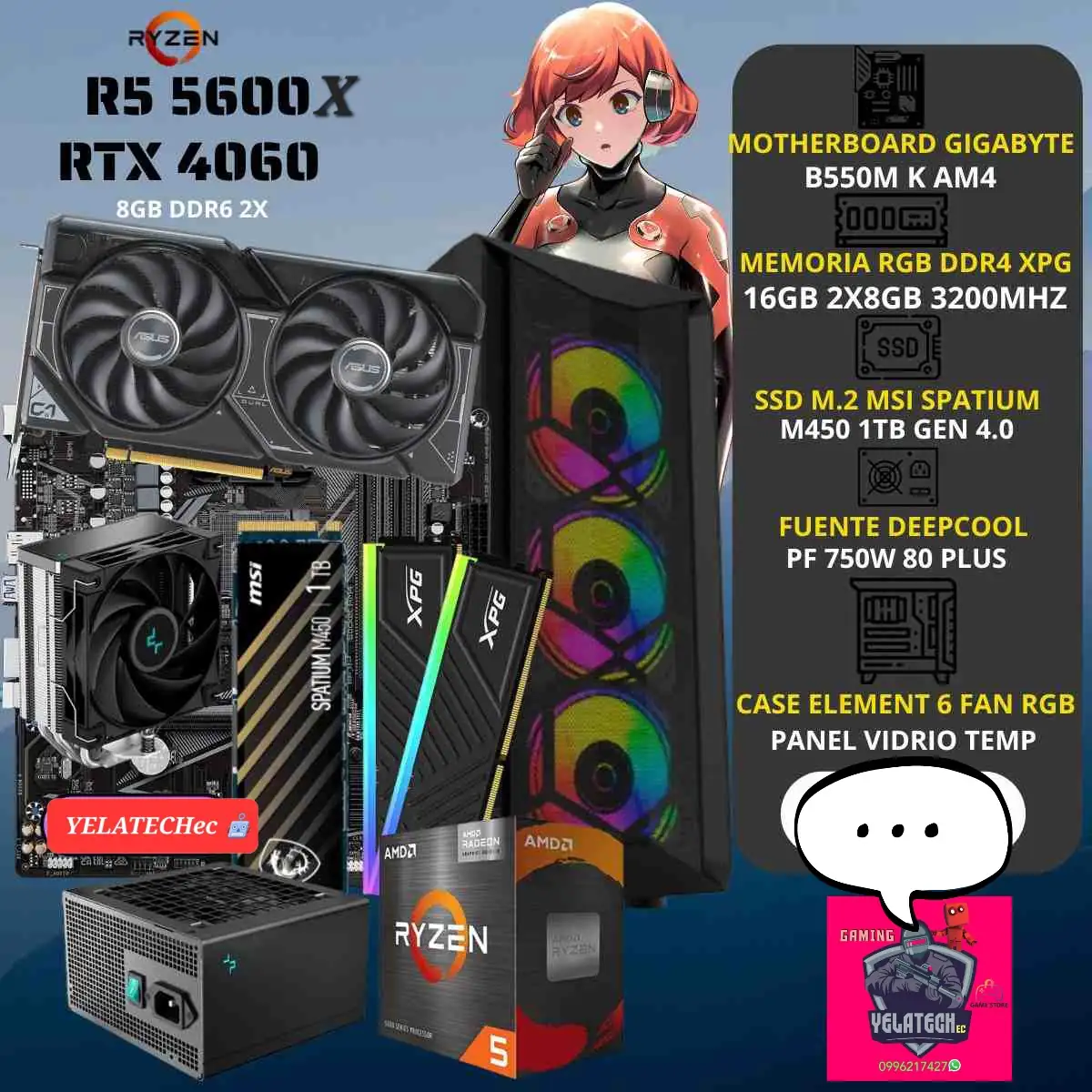 CPU ryzen 5 5600X rtx 4060