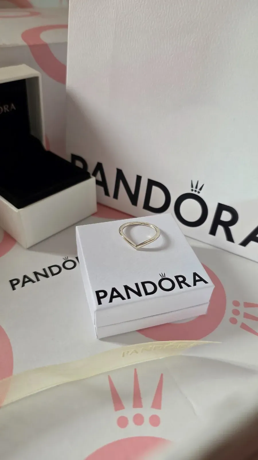 Pandora wishbone silver ring