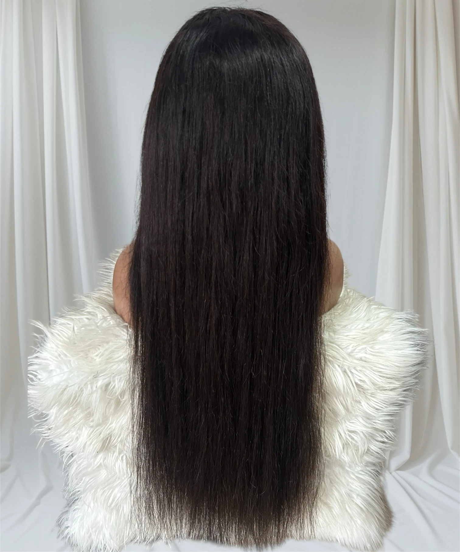 Peluca lisa cabello humano de 32 pulgadas, frontal lace 4x4, 180% densidad  4