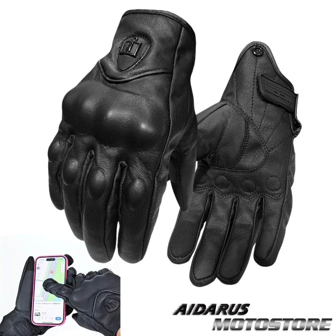 GUANTES DE CUERO CON PROTECCIÓN Y PUNTO TÁCTIL