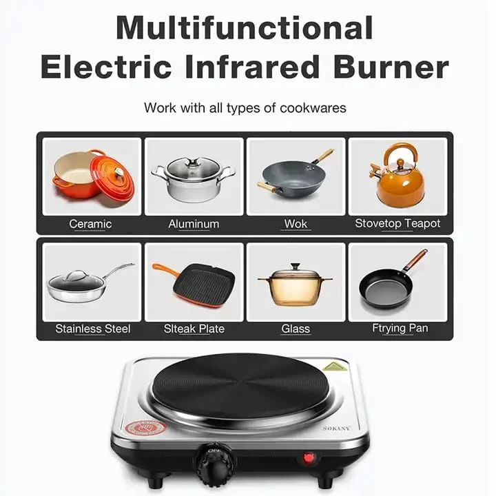 COCINA ELÉCTRICA SOKANY 1 PUESTO  3